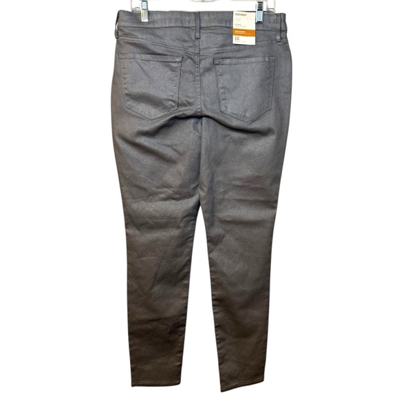 NWT Old Navy Rockstar Super Skinny mid rise silver gray shimmer jeans women’s 12 - Picture 2 of 11
